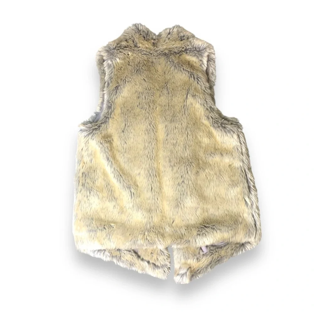 Lemon Tart Women's Faux Fur Vest in Tan Size Medium - Picture 3 of 5